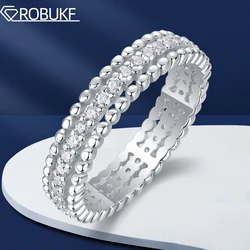 D Color All Moissanite Rings For Women 925 Sterling Silver 18K White Gold Plated Wedding Eternity Bands Sparking Diamond Jewelry