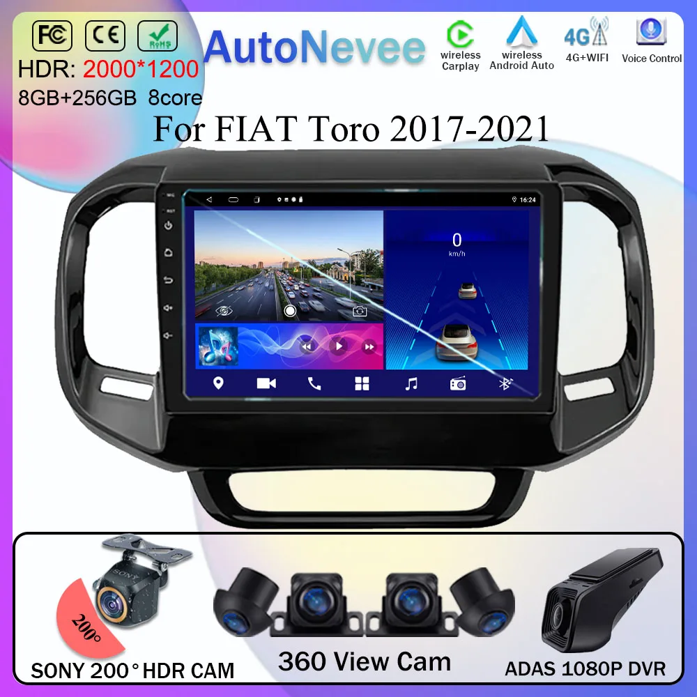 

Android Multimedia For FIAT Toro 2017-2021 Car Stereo CPU Radio QLED Player Navigation Carplay Auto HDR 5G Screen Cam