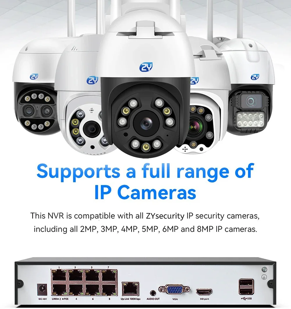 4K 4CH/8CH POE NVR Onvif شبكة مسجل فيديو CCTV مسجل لكاميرات IP 8x 8MP ، 8 قنوات الطاقة عبر مسجل إيثرنت XMEye