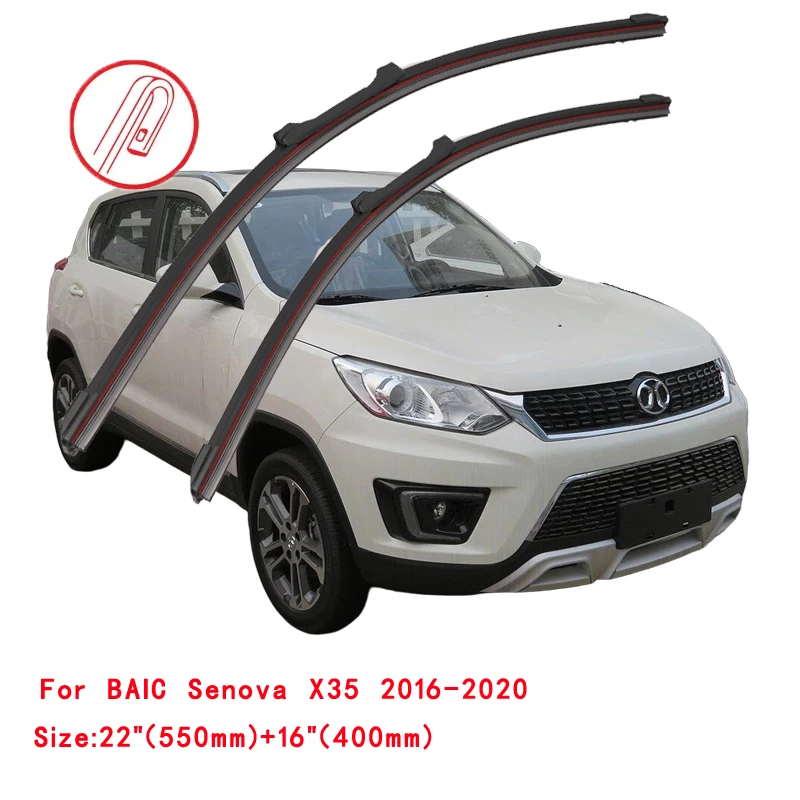 For BAIC Senova D20 X25 X35 X55 X65 2015 2016 2017 2018 2019 2020 2021 2022 Car Windshield Wipers Double Rubber Wiper Blades