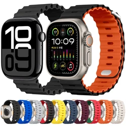 Ocean Silicone Strap For Apple Watch Ultra 3 Band 49mm 10 9 8 7 46mm 45mm 41mm 42mm Bracelet Band iWatch 6 5 4 SE 44mm 40mm Belt