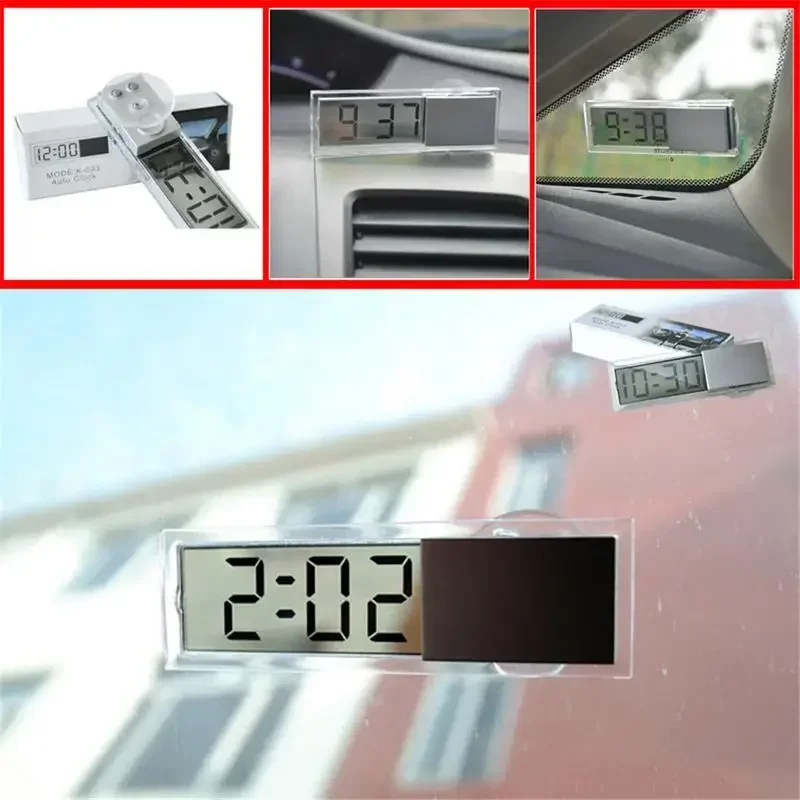 Mini Digital Car Electronic Clock High Quality Durable Transparent LCD Display Watch With Sucker Universal Decor