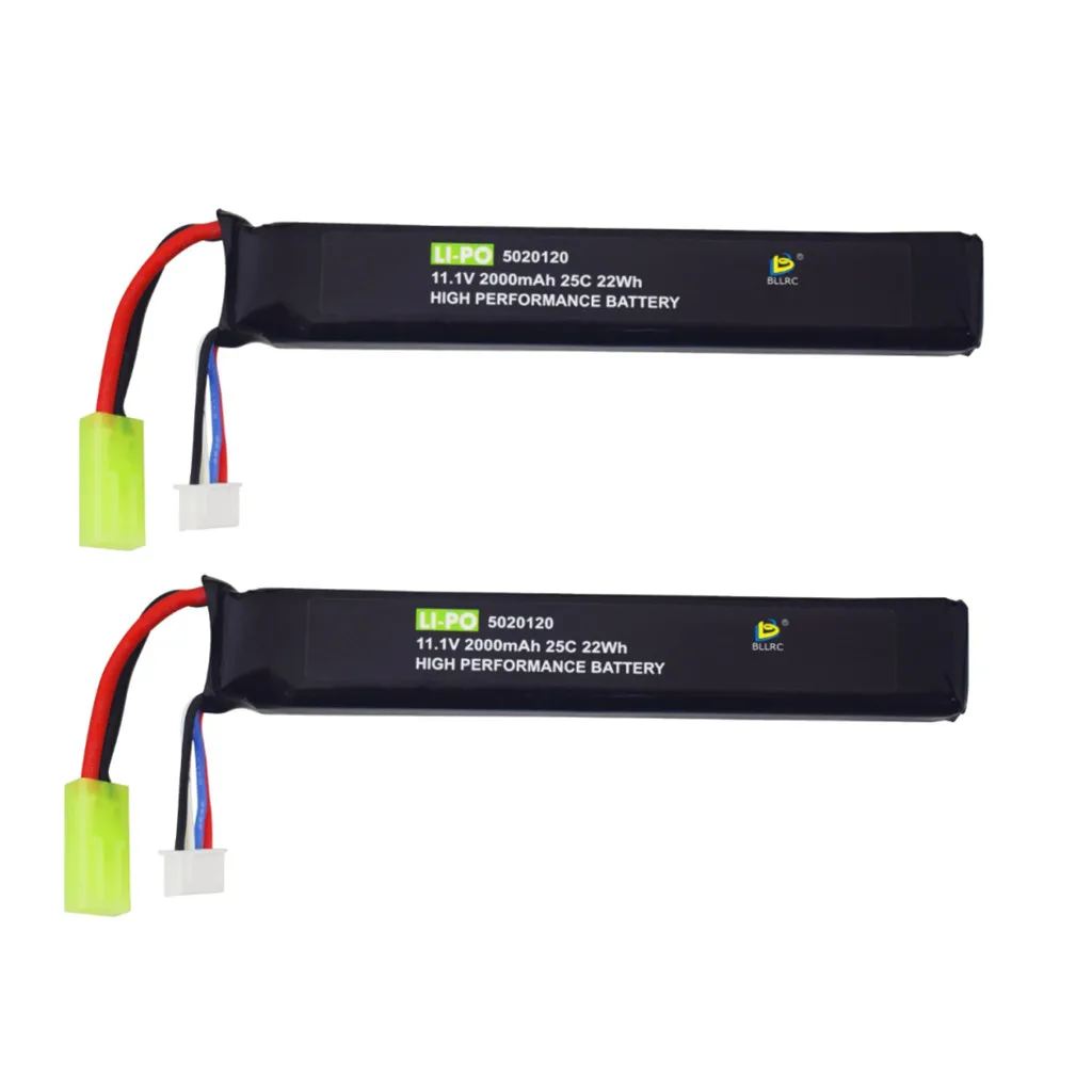 

2PCS 3S 11.1V 2000mAh Lithium Battery Suitable for M4,Crane Stock,M110,G36,M14,L85,AUG,G3 Other Series of Airsoft Rifles