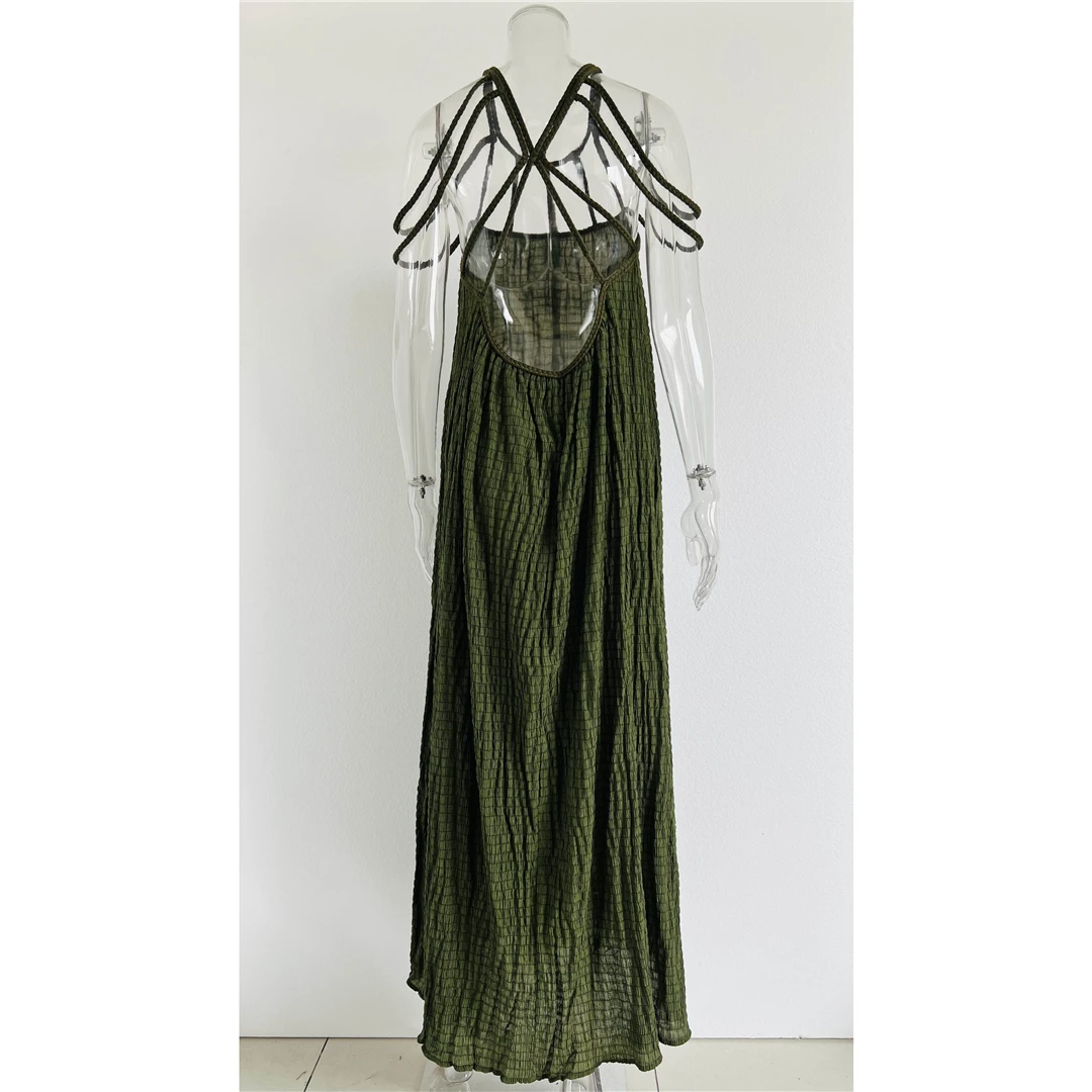 5 Farben, rückenfreies, ausgestelltes, gehäkeltes, gestricktes Tunika-Strandkleid, Strandkleid, Strandmode, Damen, V5429 – Detail 29