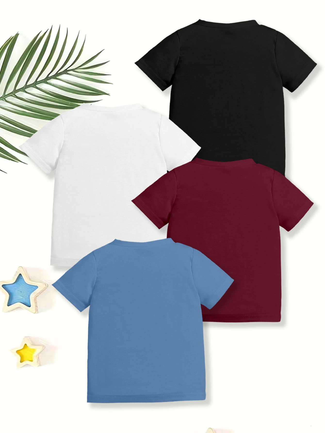 4 pieces: Boys Daily Casual T-shirt Car Kart English Print Summer Breathable Cotton Tee