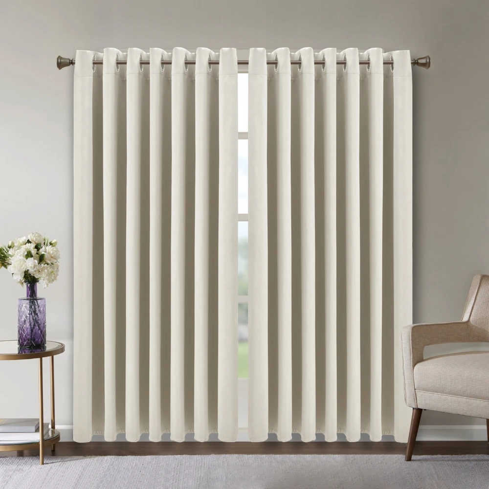 【Lifeideas】Solid Colour Grommet Top Polyester 100% Blackout Curtains Pair Home Decoration Windows Doors