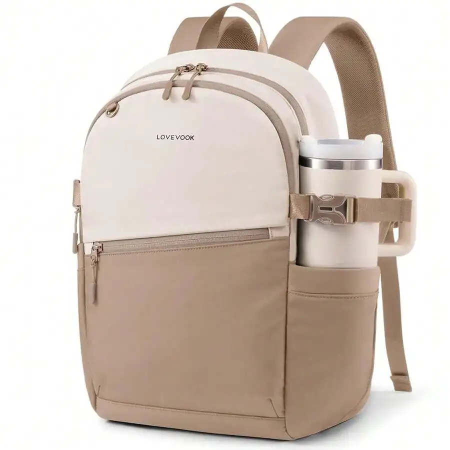 

Lightweight Waterproof Casual Backpack With Water Bottle Pocket For Women Commute College Travel