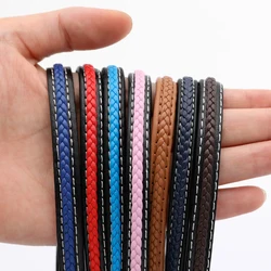 2Meters 8x4mm Flat Braided PU Leather Bracelet Findings Faux Leather Cord String Rope DIY Bag Necklace Bracelet Making
