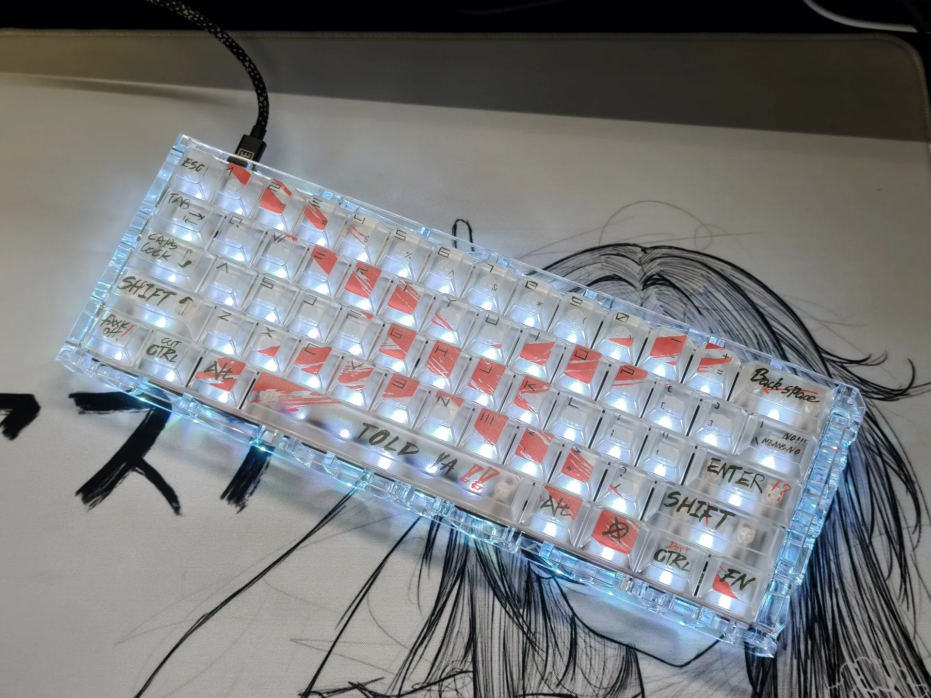 Custom High Value 60% Layout Stable 0.01mm Precision No Chatter Five LEDs Spacebar Strobe RGB Custom Smooth Gift,