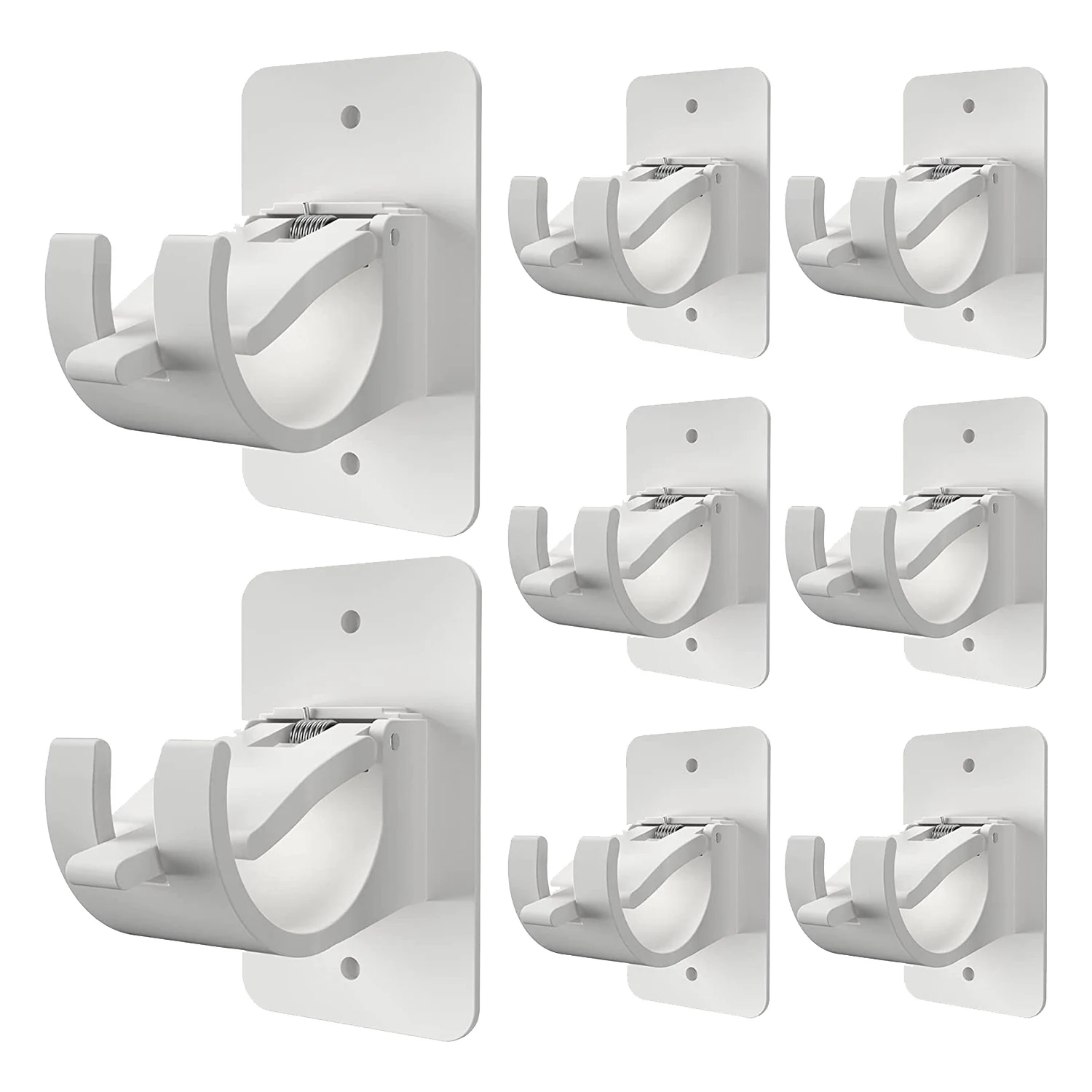 8PCS No Drill Curtain Rod Brackets No Drilling Curtain Rod Holders Self Adhesive Curtain Rod Hooks Nail Free White