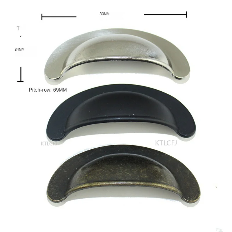 2pcs 80 * 34mm Alloy Shell Handle Dumpling Semicircle Drawer Handle Medicine Cabinet Home Decoration Handle Semicircle Ancient