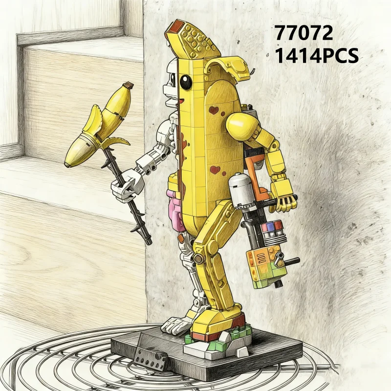 77072 Simpatico Scheletro Banana Banana Man Assemblare Building Block Modello Regalo 1414 Pz Mattoni Bambini Giocattoli Educativi