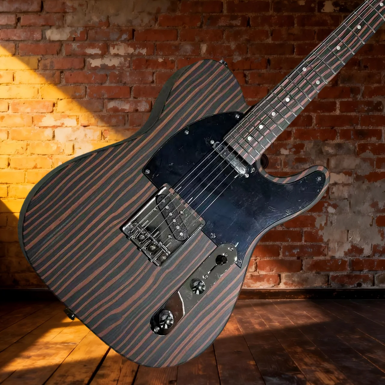 

Электрогитара TLE Style Exotic Zebrawood Top Single-Coil Pickup с хромированной фурнитурой, бесплатная доставка