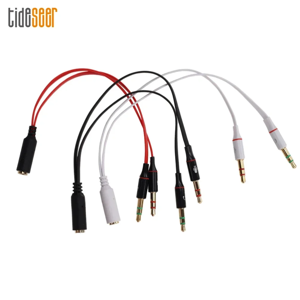 100pcs Headphone Audio Extension Cord Line For Computer 3.5mm Female To 2 Male Mic Y Splitter Headset to PC Adapter Aux Cable