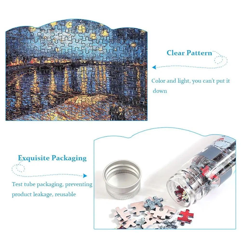 150 Teile/satz Mini Reagenzglas Puzzle Tragbare Exquisite Ölgemälde Landschaften Jigsaw Klare Muster Kreative Puzzle Spiel Geschenk