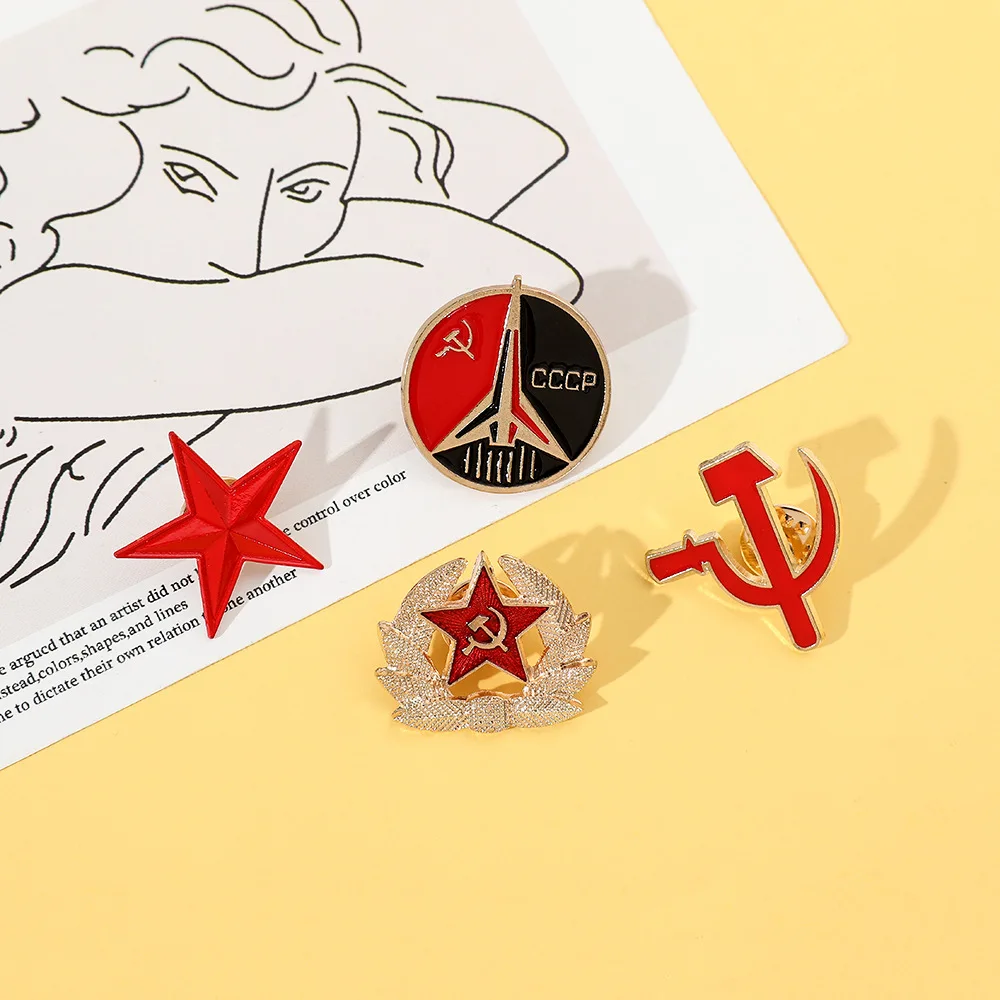Retro-Symbol der UdSSR, Emaille-Anstecknadel, Roter Stern, Sichel und Hammer, Kaltkrieg, sowjetisches CCCP-Brosche, Geschenk, Abzeichen, Anstecknadel für Mantel, Mütze, Kleidung – Detail 1