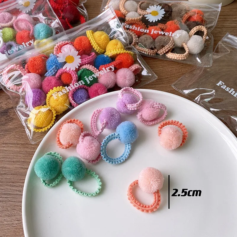 20Pcs Cute Hairball Scrunchie Set Children Girls Kids Baby Elastic Hair Rubber Bands Accessories Tie Hair Ring Rope Headdress