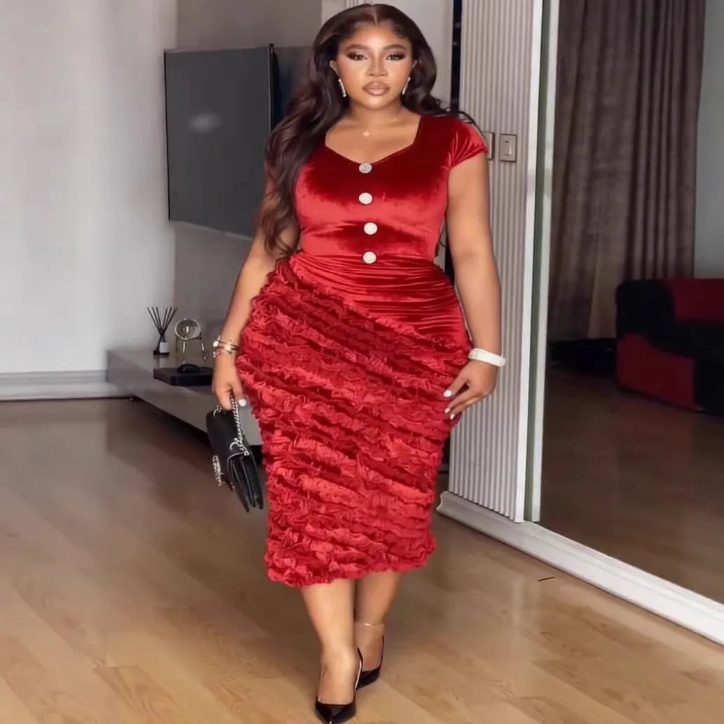 Afrikanische Kleider für Damen, elegantes Frühlings- und Sommerkleid mit kurzen Ärmeln, Dashiki-Midikleid, traditionelle afrikanische Kleidung für Damen, Ankara-Kleid