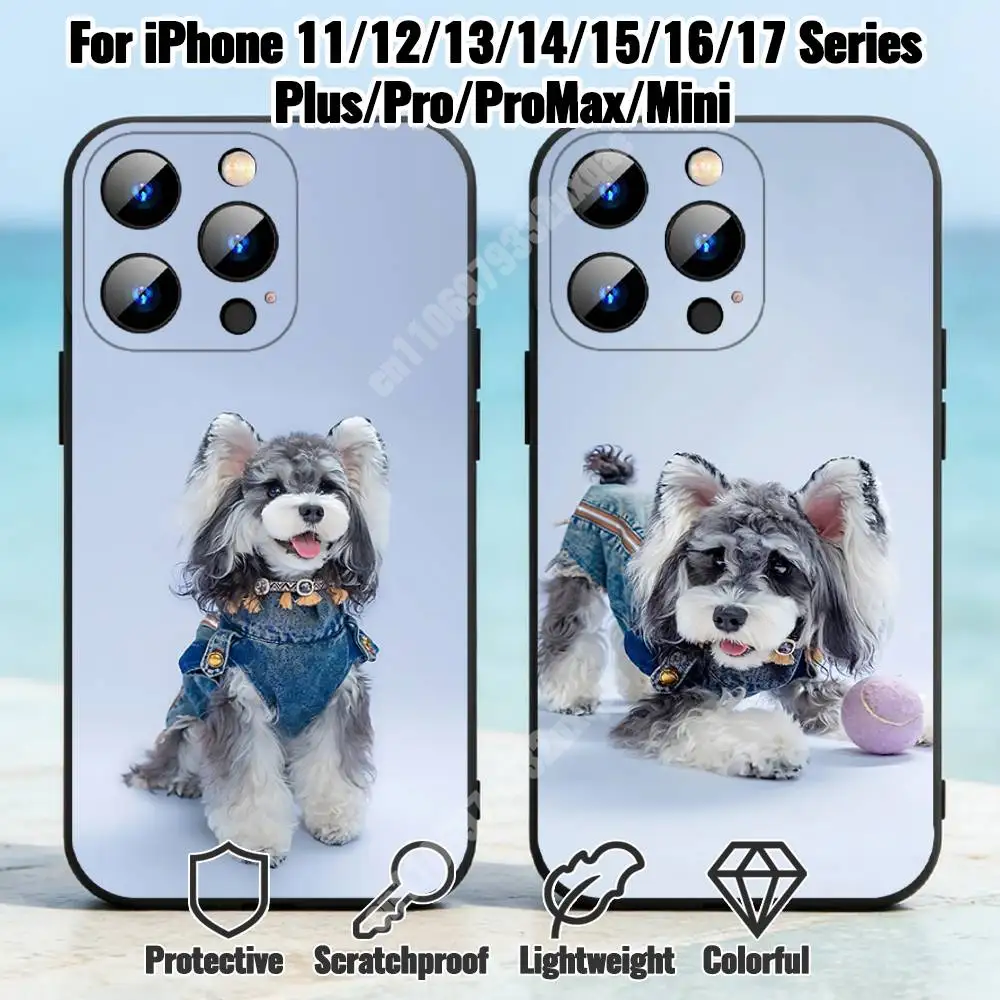 Funda de Teléfono con Diseño de Schnauzer para iPhone 17 16 16E 15 14 Pro Plus Air 13 12 11 Max Mini X XR XS, TPU Bumper