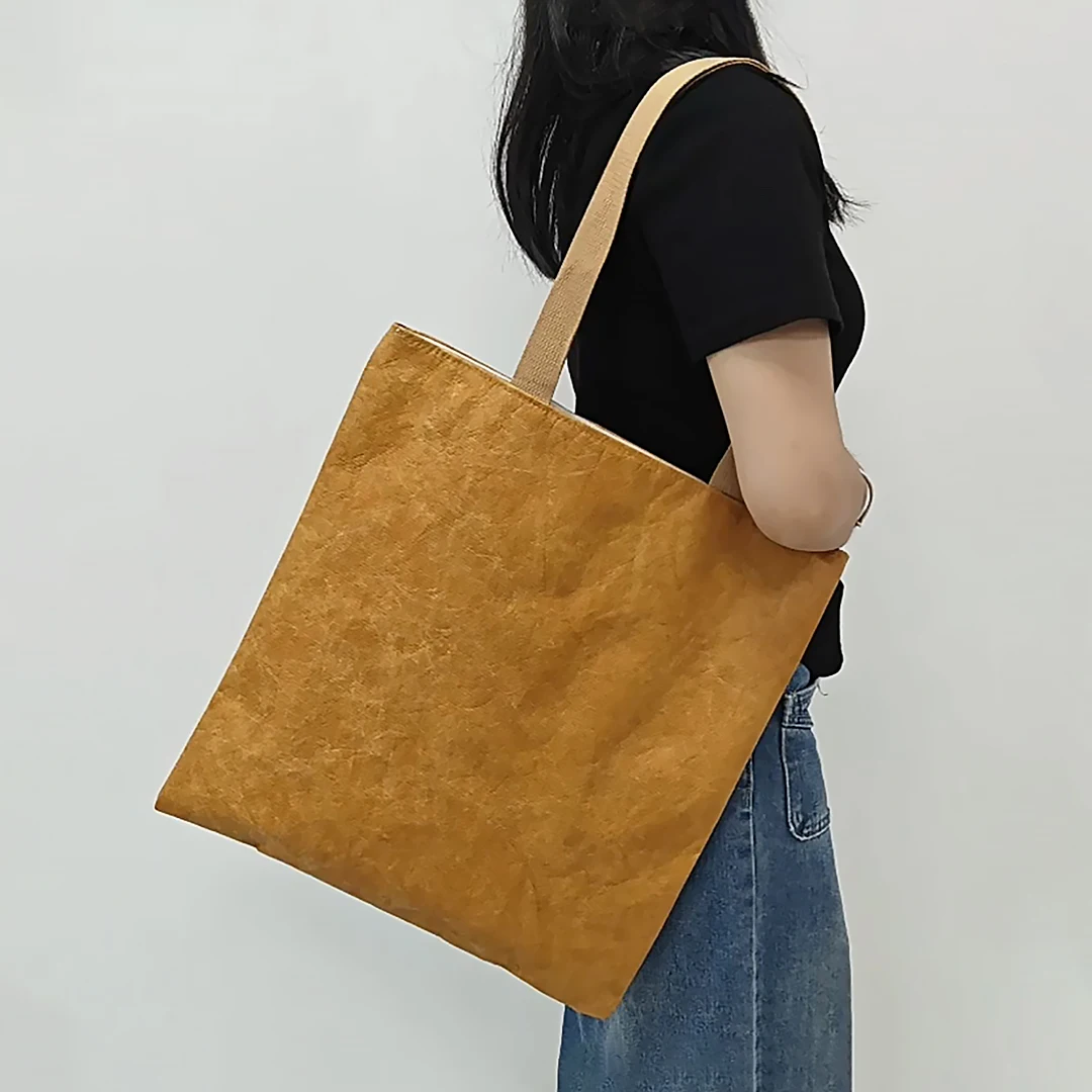 

Handbag Women Kraft Paper Vintage Shoulder Bags Casual Large Capacity Tote Bag Travel Shopping Bag Commuter Work Handbags