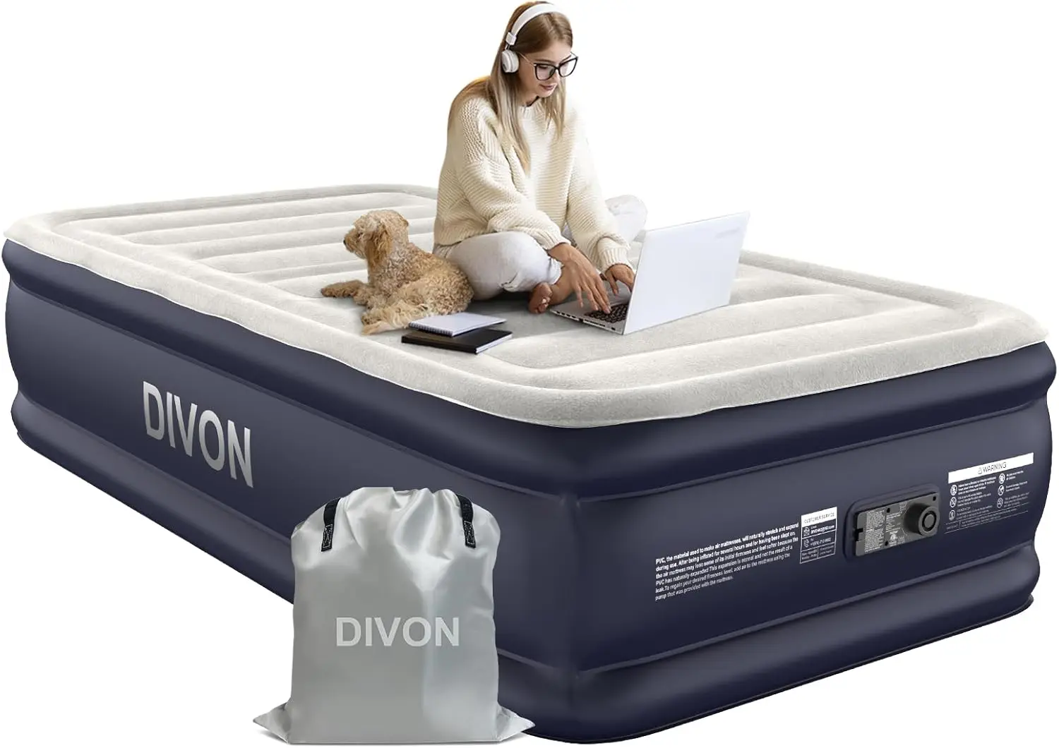 

Twin Air Mattress with Built-in Pump, 18'' Raised Blow Up Mattress for Guests, Home & Camping - Quick Inflation/Deflation