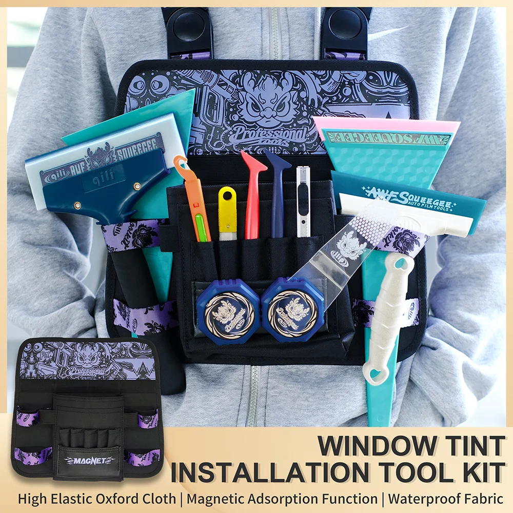

Водонепроницаемая магнитная сумка из оксфордской ткани большой вместимости для хранения инструментов для тонировки окон автомобиля и ракелей, многофункциональная сумка для инструментов