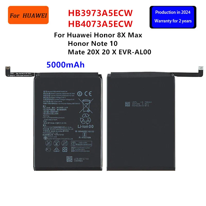 

100% Orginal HB3973A5ECW HB4073A5ECW 5000mAh Battery For HUAWEI Honor 8X Max/Honor Note 10 /Mate 20X 20 X EVR-AL00