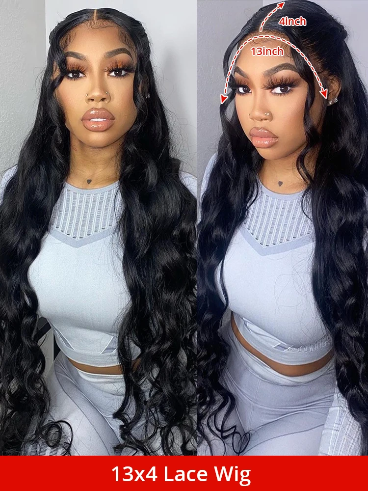 Perruque Lace Front Wig brésilienne naturelle, cheveux humains, Body Wave, pre-plucked, 13x6, 30 32 pouces, Full Hd 360, pour femmes