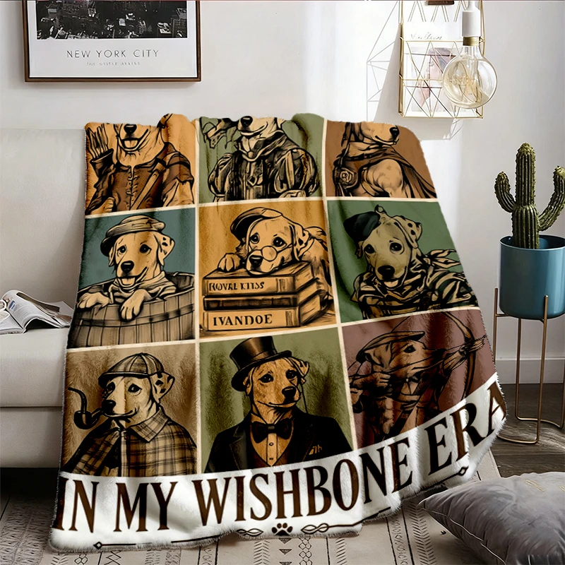 Wishbone Dog Comfy Blanket, Literary Dog Lover Flannel Blanket, in My Wishbone Era Sweater, Literary Dog Lover, Jack Rus