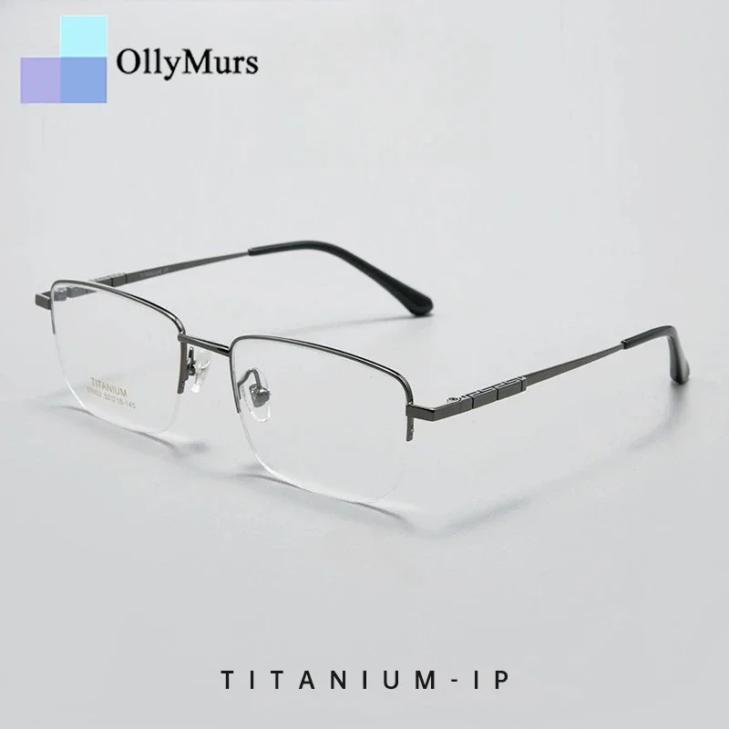 

OLLYMURS деловые очки из чистого титана, оптические очки в полуоправе, мужские ультралегкие модные очки для маленького лица, очки