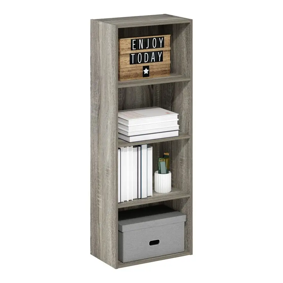 

Luder Bookcase Book Storage, 4Tier, French Oak