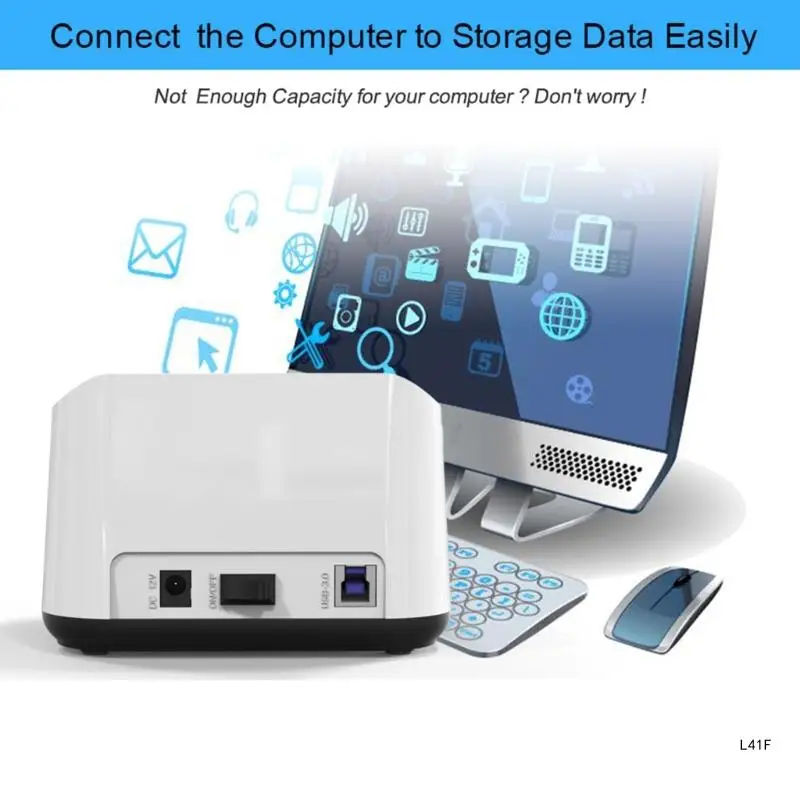 حافظة صندوق USB 2 Bay HDD USB3.0 بسرعة 5 جيجابت في الثانية فائقة السرعة قاعدة حاوية الناسخ