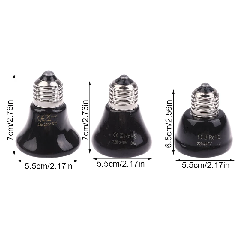 1 قطعة صندوق الحيوانات الأليفة الزواحف لا ضوء الأشعة تحت الحمراء البعيدة السيراميك مصباح التدفئة E27 صغيرة صغيرة مصباح الحرارة 25 واط 50 واط 75 واط مصباح تدفئة الحيوانات الأليفة الصغيرة #6