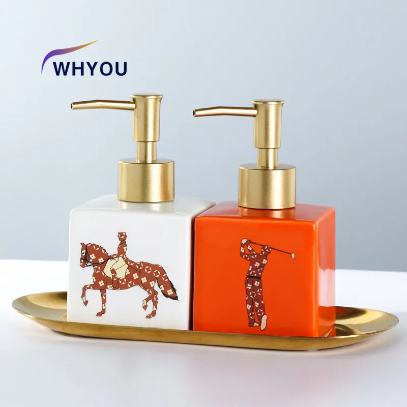 WHYOU Cermic Separate Shampoo Shower Gel Bottle Liquid Soap Dispensers Emulsion Latex Hand Wish Bottles Bathroom Accessories Set