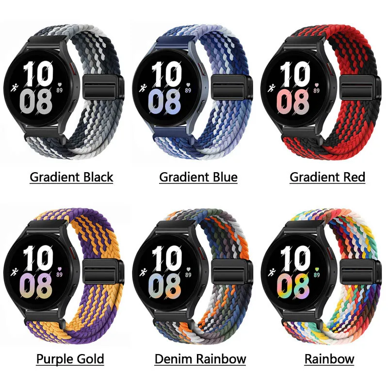 Woven Nylon Magnetic Buckle Strap For Amazfit Active Bip 6 Max Balance 2 Cheetah Helio Stitching Color Elastic Replace Wristband