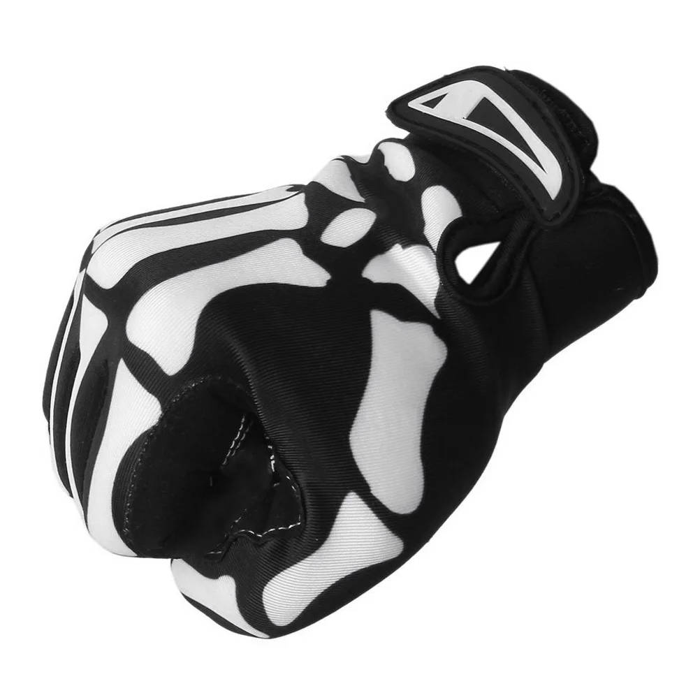 F7507 Pattern Full Finger Cycling Gloves Size L Black White Built Good Air Permeability Full Finger Gloves