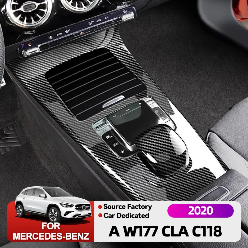 

Горячие внутренние наклейки для Mercedes Benz A W177 A180 A200 ClA C118 2020+ углеродное волокно, центральная панель управления, крышка рамки