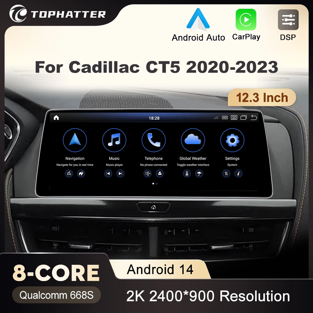 

12.3 Inch Car Radio For Cadillac CT5 2020-2023 Multimedia Video Player Stereo Auto Navigation Carplay Head Unit HD Screen