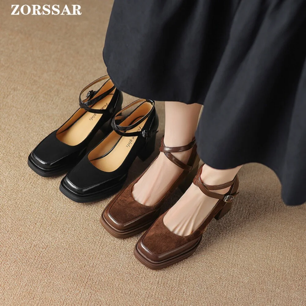 

Suede Lolita Shoes Women Japanese Shoes Women Vintage Girls Students Uniform High Heel Platform Shoes Cosplay Plus Size 42