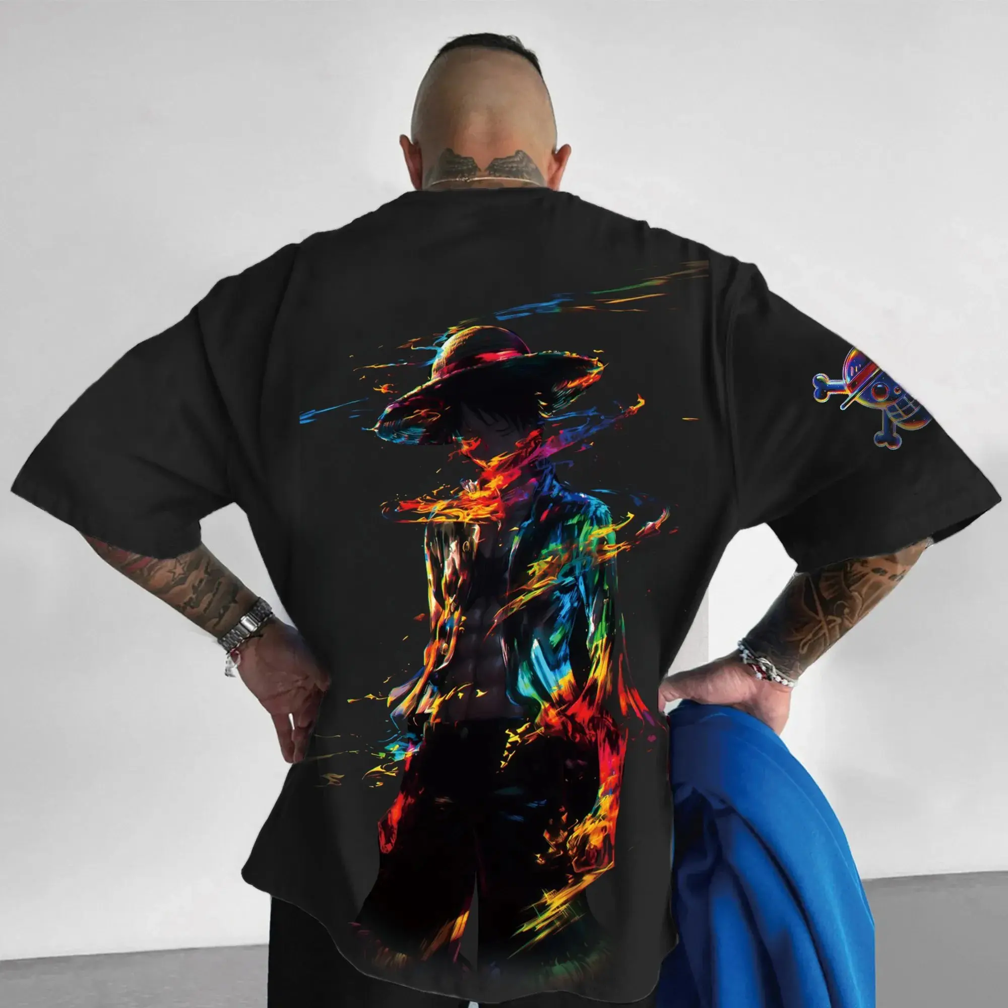 Kaus Grafis Anime One Piece Luffy Zoro Pakaian Jalanan Pria Wanita Atasan Kasual Longgar Ukuran Besar Lengan Pendek Pakaian Sehari-hari Trendi Musim Panas