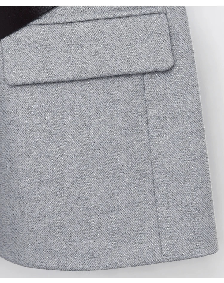 KX7523378 Luxuriöse Damenweste aus Wollmischung mit Taschen, elegante, minimalistische, ärmellose Jacke – Detail 13