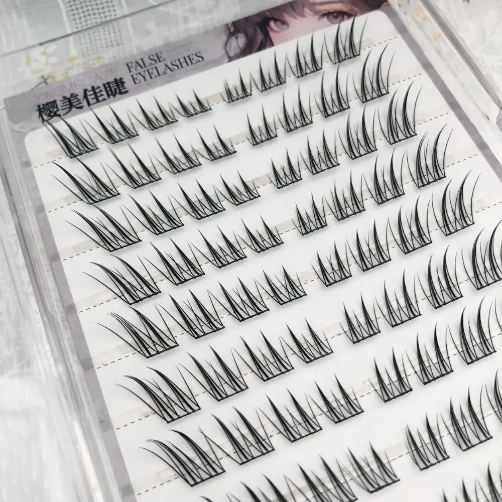 6/10/20 Rows Fox-Winged False Eyelashes 9-13mm Lengths Natural Thick Glue-free Eyelashes Voluminous Fiber Korean Style Lashes