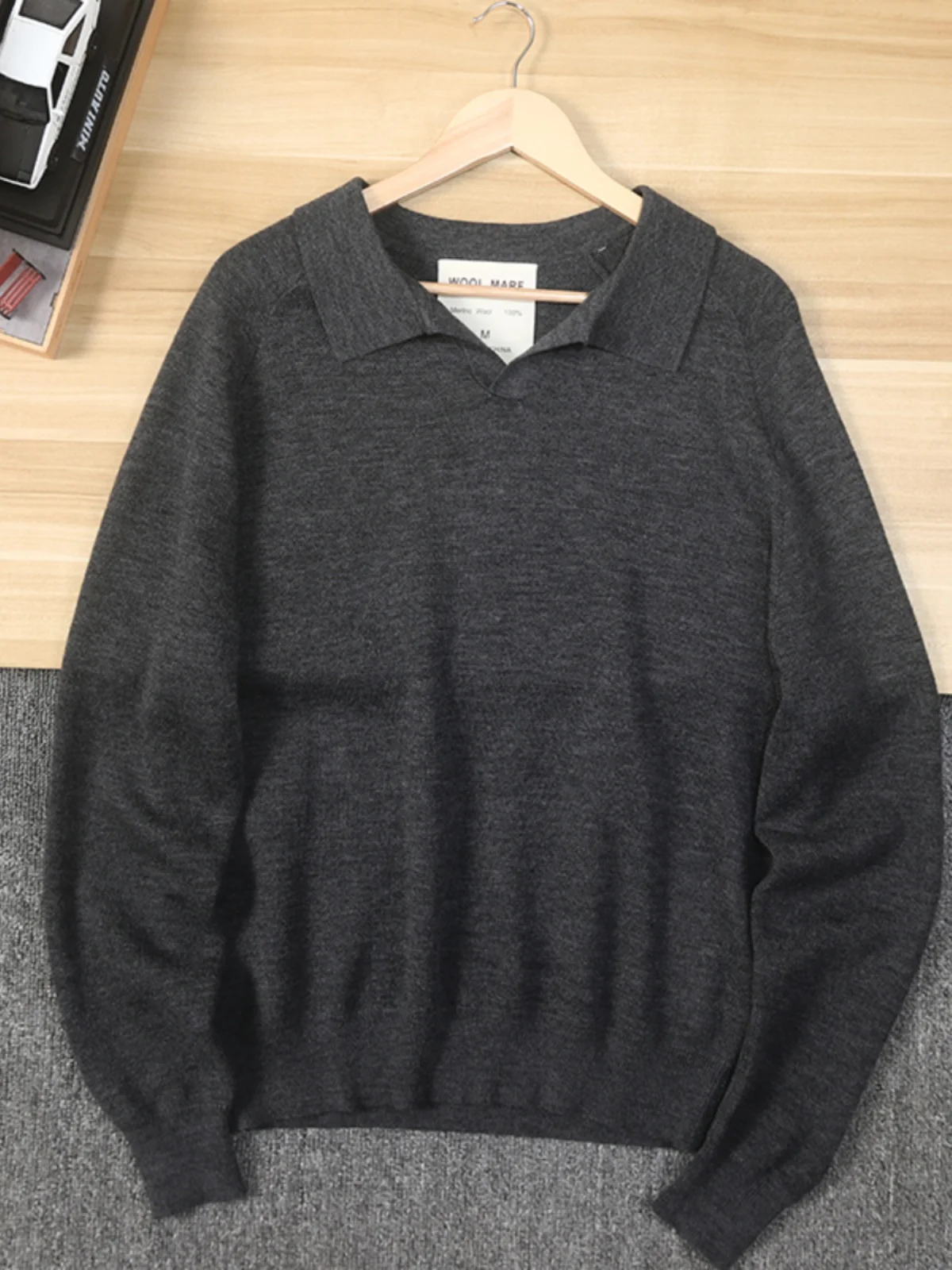 

Ele Busin Sle Knitted Sweater Pure Color Collared Casual Wool Men's Faion Autumn Long Sve Overhead Top