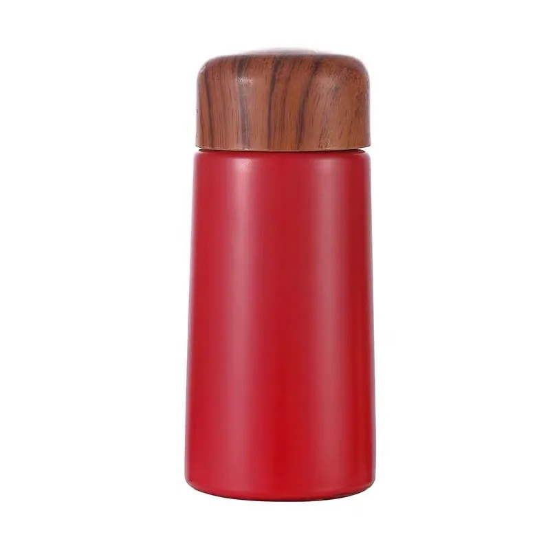 Portable Stainless Steel Thermos Cup, Cute Mini Pocket Cup, Wood Grain, Small Capacity, Personalized Water Cup, Student
