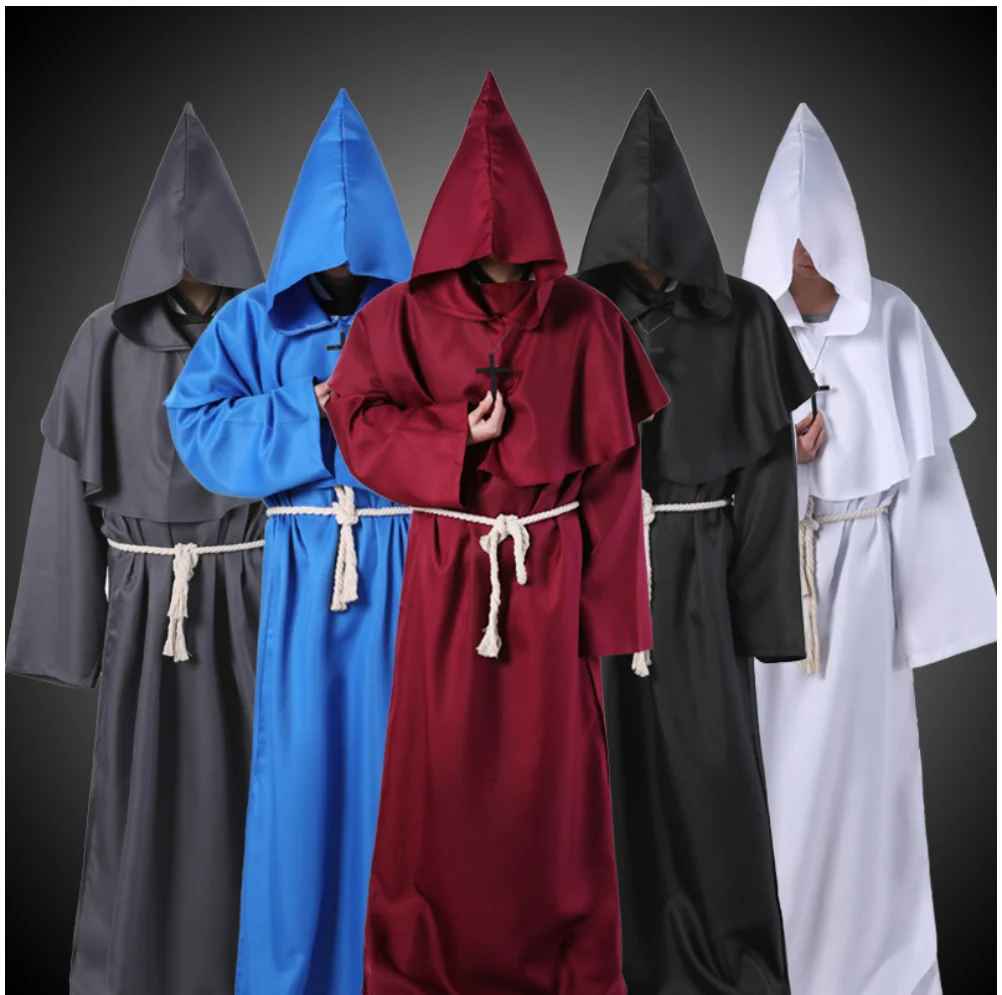 New atmospheric retro cloak medieval church believer cloak stage performance solid color coat cos priest costume