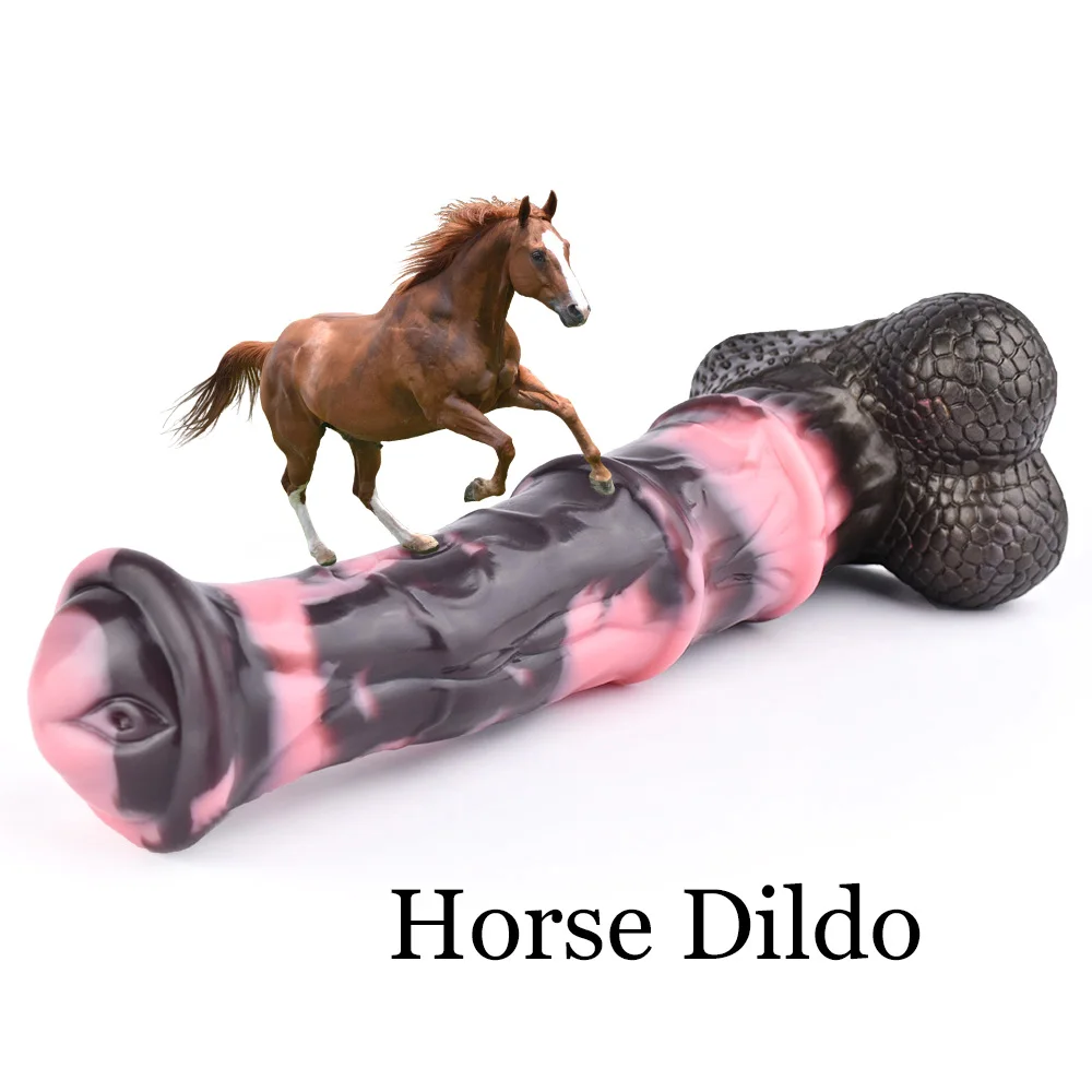 

11.18" Huge Horse Dildo with Suction Cup and Knot Lifelike Veins of Horse Penis Liquid Silicone Safety Material Hands-Free Play