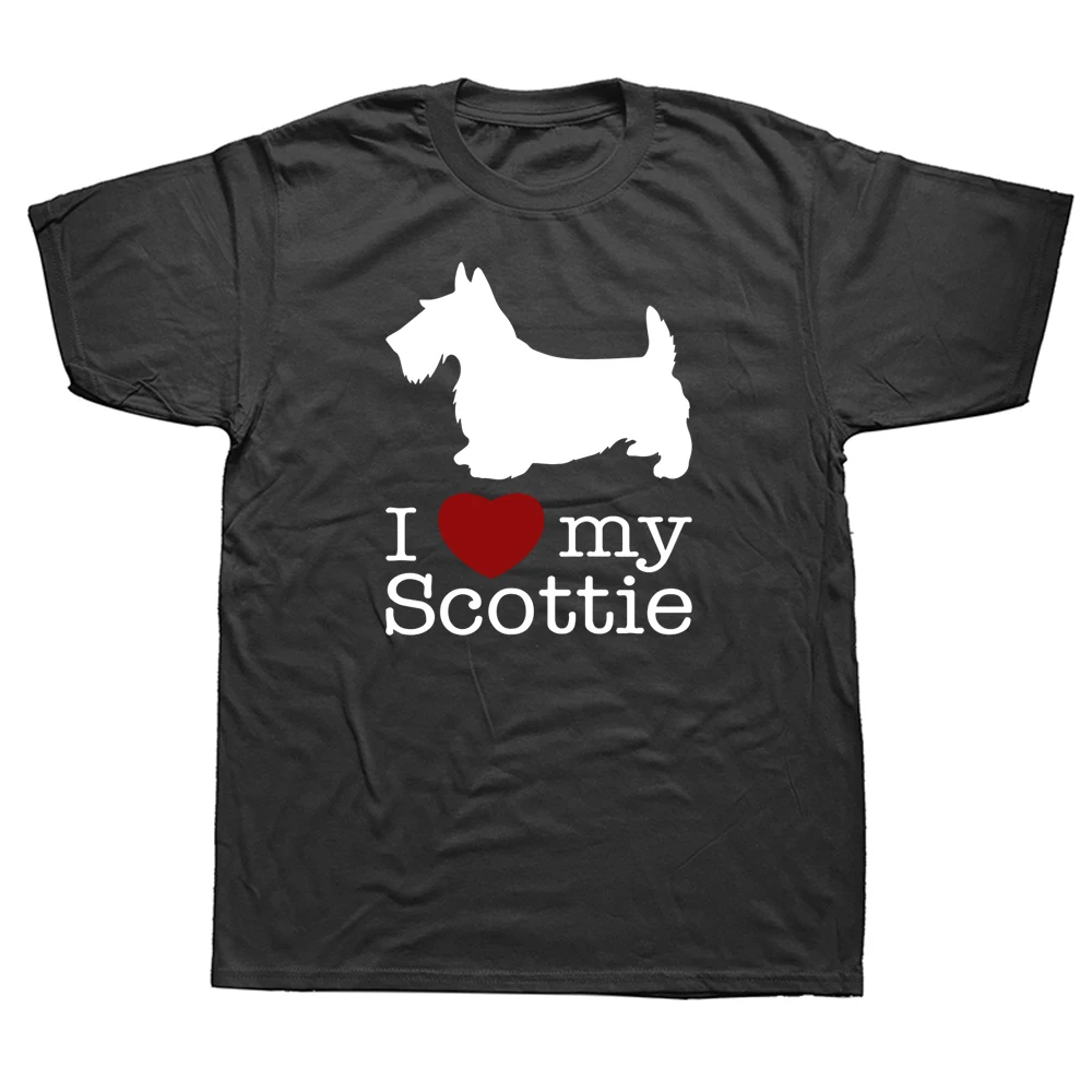 

Funny I Love My Scottie Scottish Terrier Dog T Shirts Graphic Cotton Streetwear Short Sleeve O-Neck Harajuku T-shirt