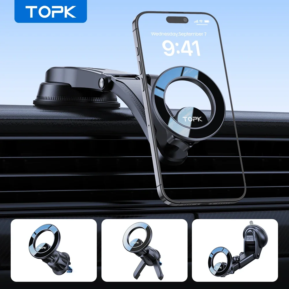 

TOPK Car Phone Holder Magnetic Mag-Safe Car Holder Air Vent Dashboard Mobile Phone Mount for iPhone 15 14 Max Samsung Xiaomi