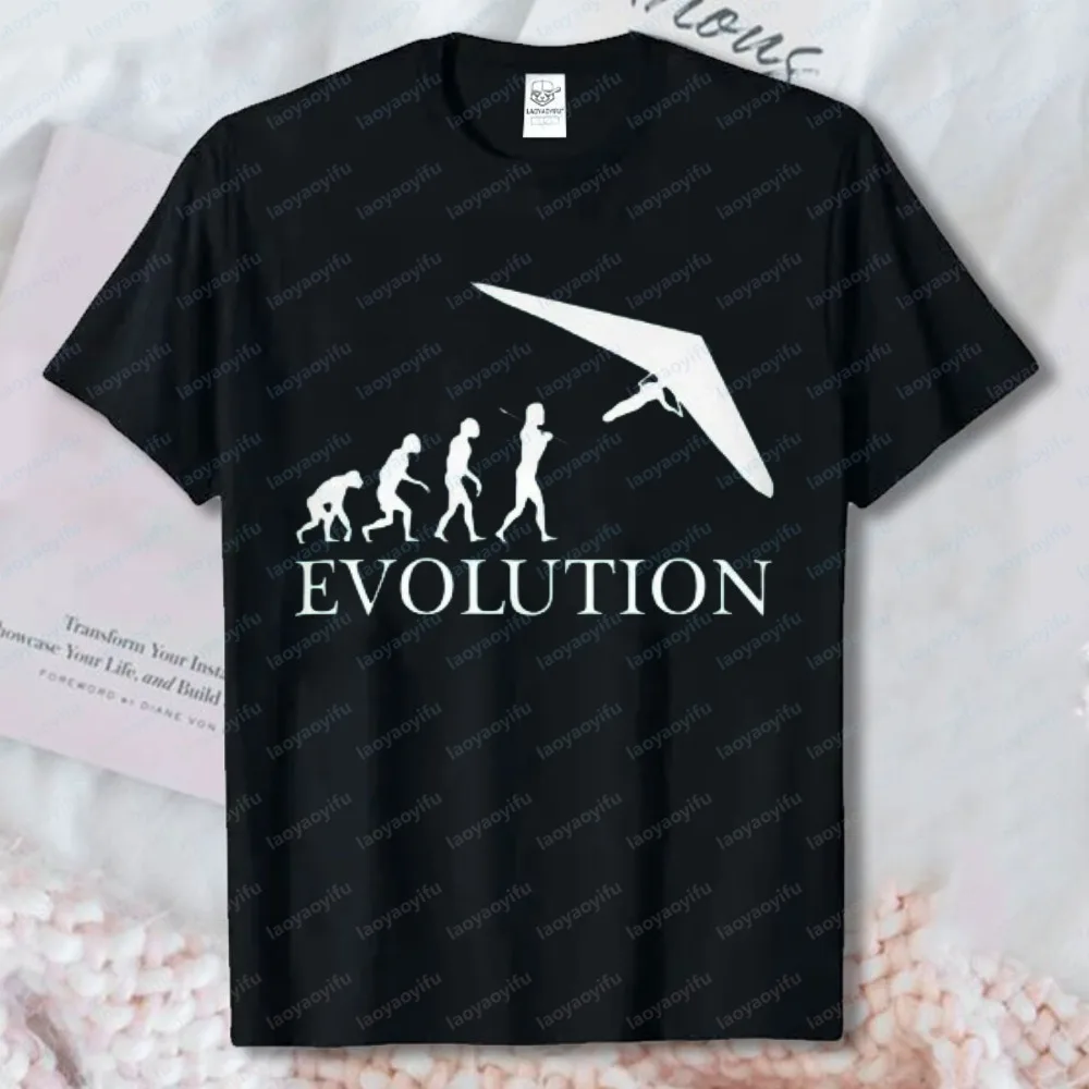 Hang Glider Evolution Men's T-Shirt Funny Fashion Gliding Lovers Gift Cotton Round Neck Short-sleeve Tee Summer Outdoor Clothing