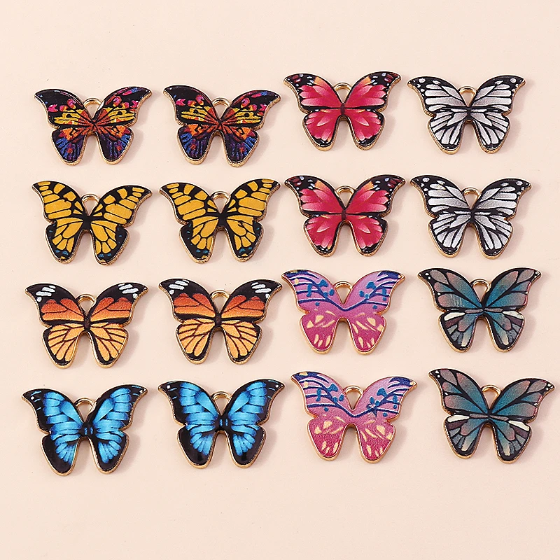 Duarte 10 Stück/Set Niedliche Bunte Emaille-Tier-Schmetterlings-Anhänger für Schmuckherstellung Ohrringe Anhänger Halsketten DIY Bastelbedarf – Detail 10